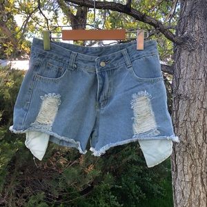 Jean shorts with distressed rips